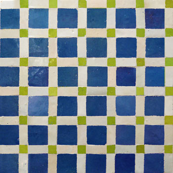 Mosaic House Moroccan tile Fes 15-1-5 Cobalt Blue White Lime Green  zellige, mosaic, zellij, field, pattern, glaze, simple, classic 